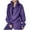 Purple, variant on Womens Sweatsuits Sets Two Piece Fleece Solid Color Quarter Zip Up Long Sleeve Lapel Pullover Tops and Jogger Pant Baggy Comfy Fall Winter Track Suits