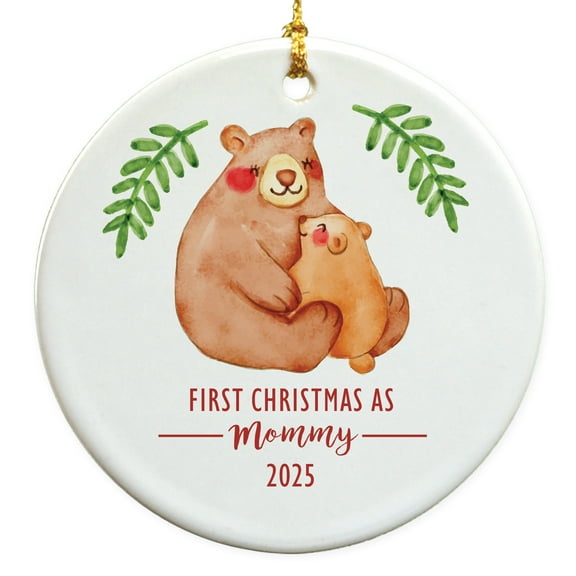 First Christmas As Mommy Christmas Round Disc Ornament