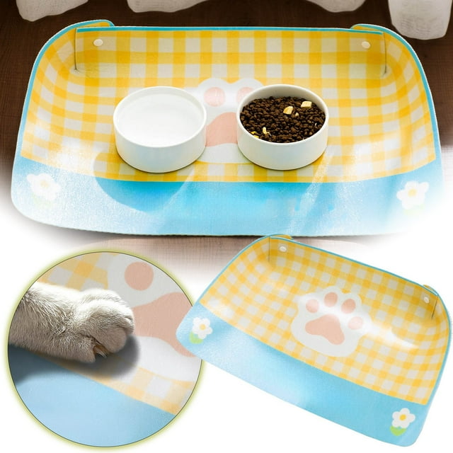 Durable Elevated Dog Cat Bowl Stand Feeding Mat Easy Clean Meal Tray for Mess-Free Dining Station