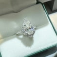 thumbnail image 3 of Cora Jewellery Art Deco Pear Moissanite Halo Engagement Ring For Women, 18K White Gold, 3 of 6