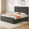 thumbnail image 2 of Memoryfield Full Size Bed Frame with 4 Storage Drawers and Headboard, Linen Upholstered Platform Bed Frame with Wooden Slats Support, No Box Spring Needed, Light Gray, 2 of 9