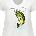 thumbnail image 4 of Inktastic Leaping Bass Fish Women's Plus Size V-Neck T-Shirt, 4 of 5