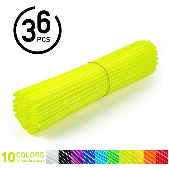Kit de 36 protections de rayons de roue pour motocross, tout-terrain, jaune vif
