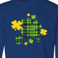 thumbnail image 4 of Inktastic St. Patrick's Day Plaid Green and Yellow Shamrocks Long Sleeve Youth T-Shirt, 4 of 5