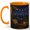 Orange, variant on City Balcony Night 11oz Ceramic Mug, Candle Lantern Terrace Art