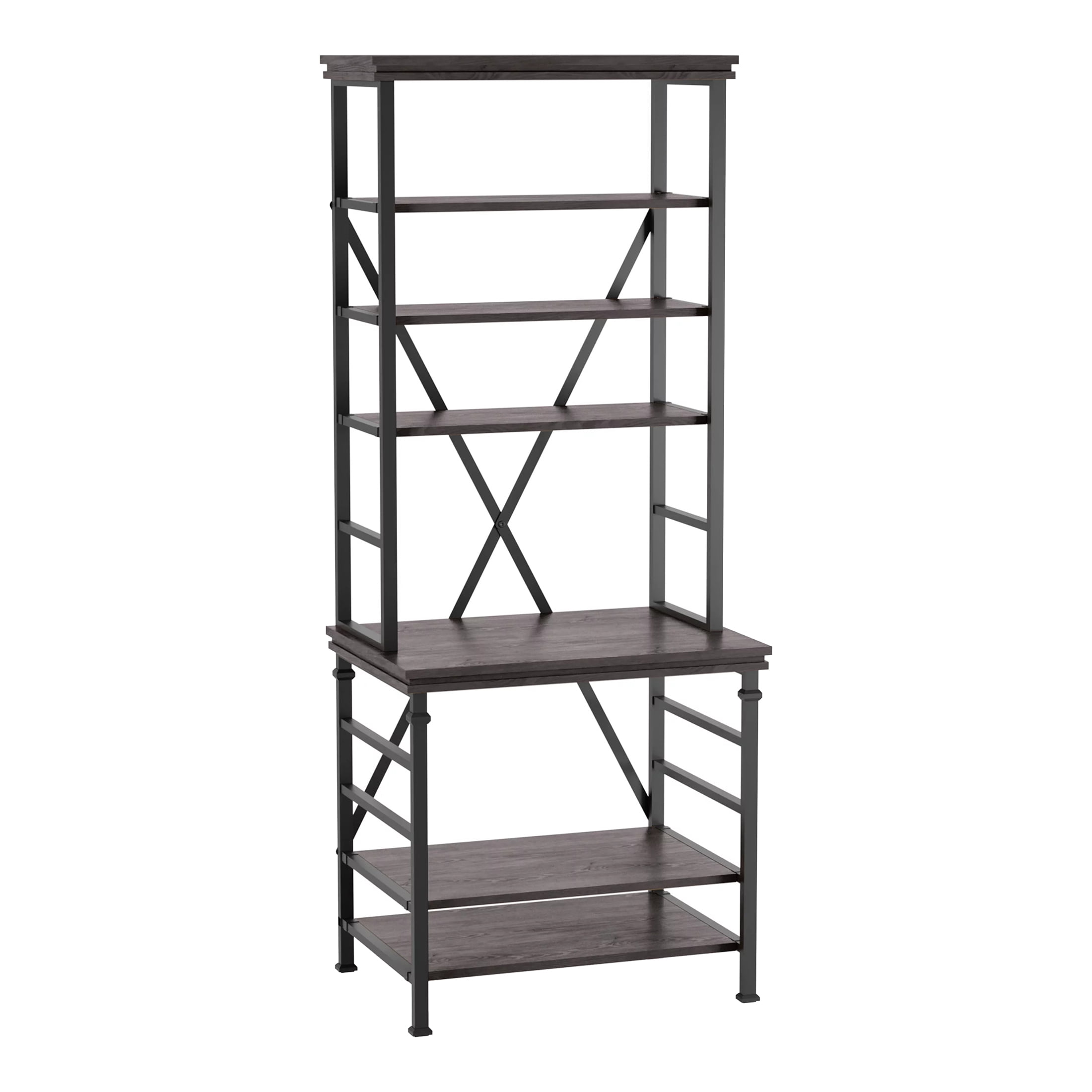 Furniture of America Traze 6-Shelf Bookcase, Antique Gray