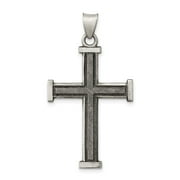 BLACK BOW JEWELRY COMPANY The Black Bow Men's Sterling Silver Solid Latin Cross Pendant, 21 x 39mm