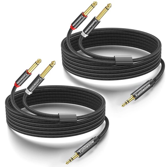 Adaptador De 3,5 Mm A Doble 1/4 Cable De Audio Mono Ts De 1/8 A 6,35 Mm Cable De Conexión Estéreo Divisor En Y Compatible Con Iphone Ipod Computadora Tarjeta De Sonido Auriculares Altavoz Sistema Esté