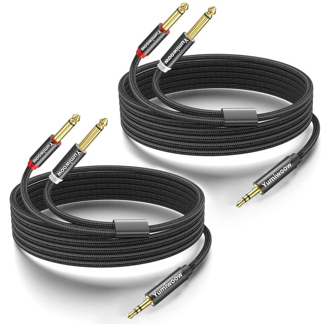 Adaptador De 3,5 Mm A Doble 1/4 Cable De Audio Mono Ts De 1/8 A 6,35 Mm Cable De Conexión Estéreo Divisor En Y Compatible Con Iphone Ipod Computadora Tarjeta De Sonido Auriculares Altavoz Sistema Esté