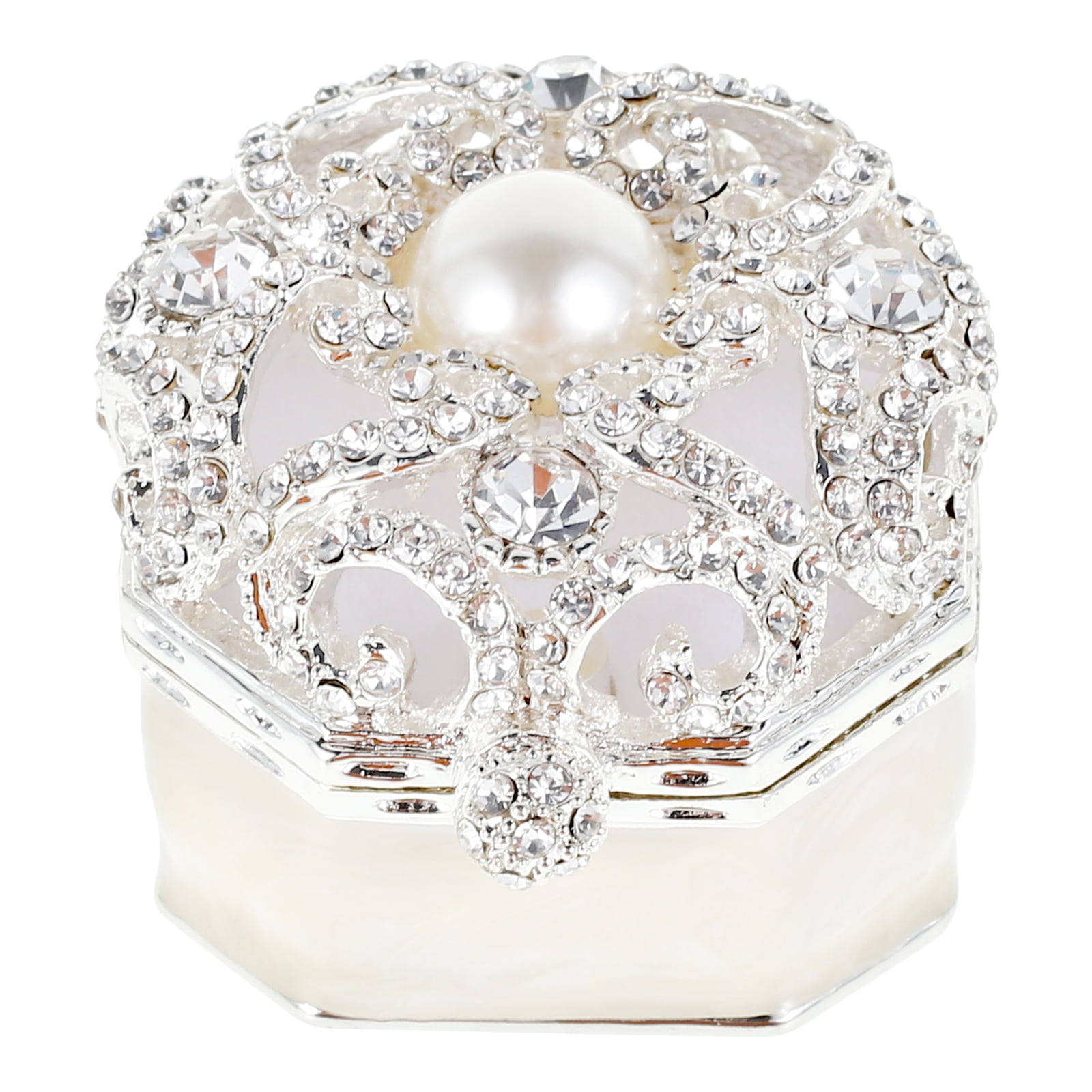 Welpettie Crystal Vintage Jewelry Box, Antique Crown Design Trinket  Treasure Chest Storage Organizer,Metal Earrings/Necklace/Ring Holder Case,  Keepsake Giftb Box for Girls Women
