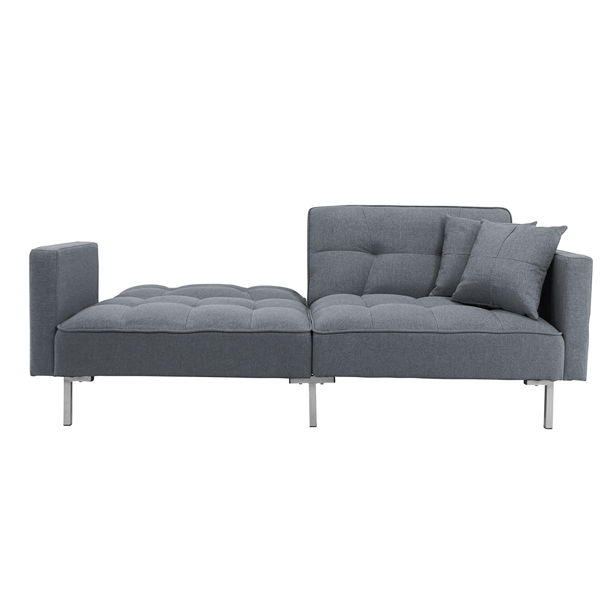DEALTOPS Upholstered Futon Sofa Bed Sleeper Sofa Couch Convertible Folding Couch Bed Adjustable Recliner Loveseat Sofas for Living Room - Gray