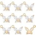 thumbnail image 1 of 10Pcs Cubic Zirconia Double Butterfly Charms 14K Gold Plated Brass Micro Pave CZ Rhinestone Pendants Hanging Dangle End Charms with Loop for Jewelry Making, 1 of 6