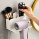 thumbnail image 4 of Soporte para secador de pelo en la pared - Adhesivo sin taladro y estante para el baño con ventosa y organizador de plástico blanco con control de cable, 4 of 6