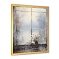 thumbnail image 2 of Designart "Misty River View from Window II" Farm Framed Wall Art - Country Grey Farm Windows Hallway Framed Wall Art Decor, 2 of 6