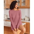 thumbnail image 4 of Ekouaer Womens Pajama Sets 2 Piece Lounge Set Casual Long Sleeve With Lounge Shorts Loungewear Matching Sweatersuit Outfits Sleepwear, 4 of 6