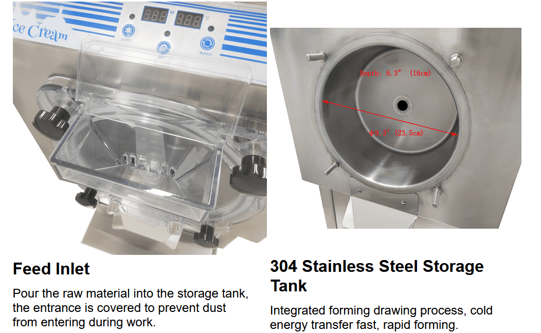 Auto Hard Ice Cream Machine Single Flavor Ice Cream Maker with Digital Display 110V 18-25L/h