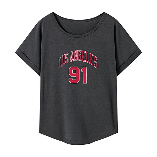 Camiseta para mujer de verano de moda suave disfraz cuello redondo camiseta para vacaciones camping trabajo L