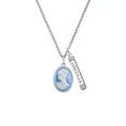 thumbnail image 2 of Delight Jewelry Silvertone Small Blue Oval Cameo Silvertone Courage Strength Wisdom Honesty Bar Charm Necklace, 23", 2 of 4