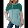 thumbnail image 1 of Sudadera con Capucha para Mujer, de Gran Tamaño, con Bloques de Color, Larga y Cordón Ajustable, Estilo Casual, Otoño 2025 Verde S, 1 of 5