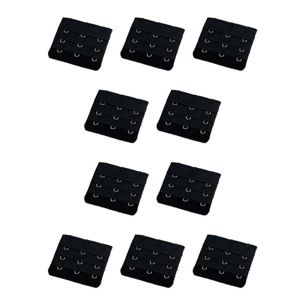 Minnieouse Extensiones de sujetador con correa de extensión, hebilla de 3 ganchos, accesorios para mujer, abrazadera de ganchos, longitud negro 10piezas