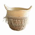 thumbnail image 4 of Cesta de flores tejida con hierba, cesta de flores para sala de estar, decoración interior, cesta de almacenamiento ovalada de doble espiga, arreglo floral, 4 of 6