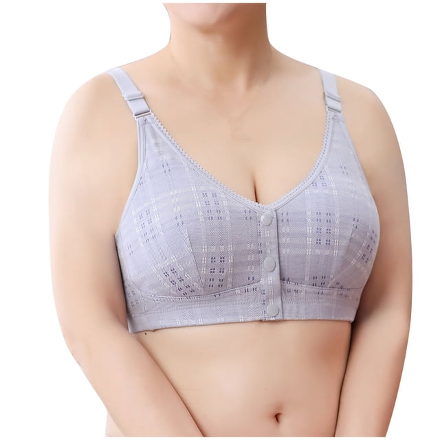 Timegard Bras for Women No Underwire Plus Size Comfort Front Closure Button Adjustable Strap Seniors Bras