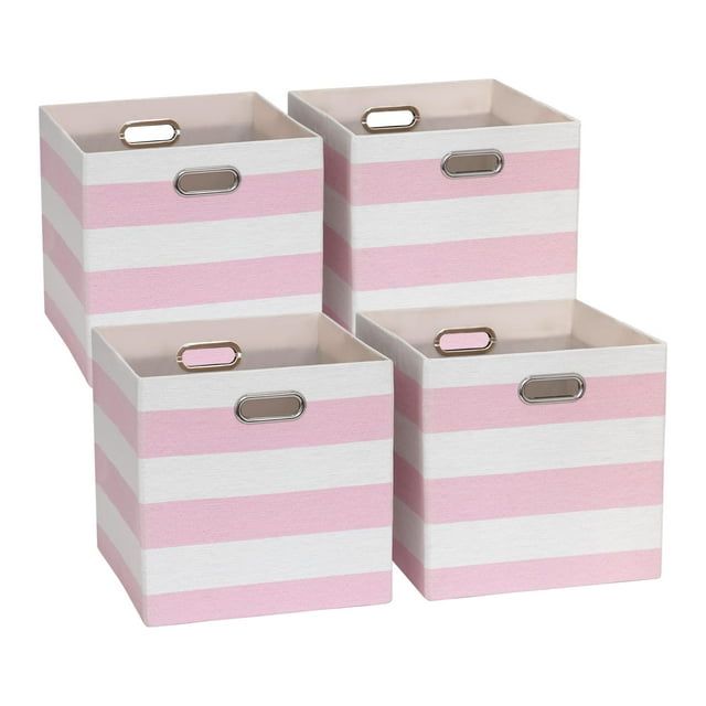 Bidones de almacenamiento ORGMASTER Cube de tela de 11 x 11 x 11 pulgadas, paquete de 4 unidades, color rosa