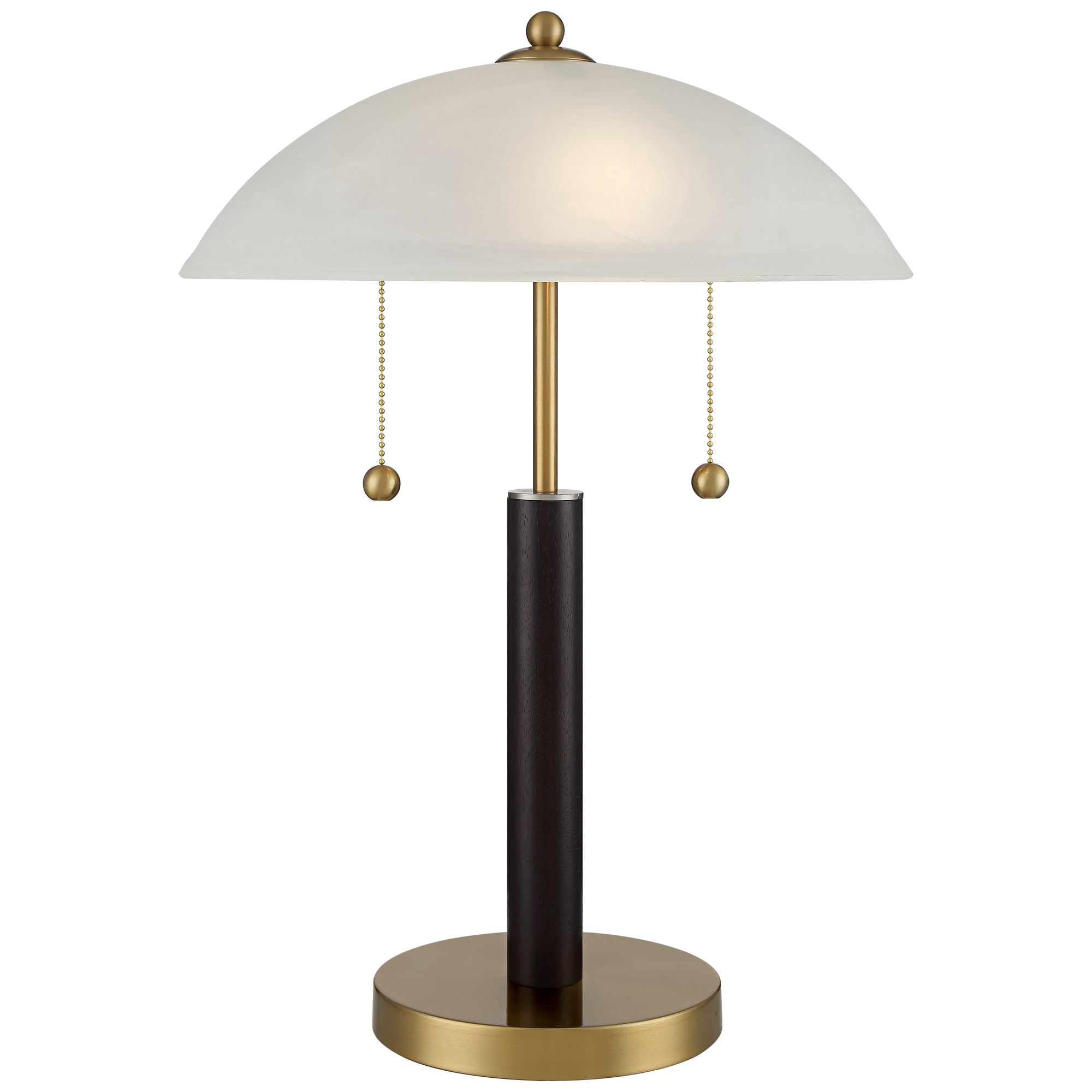 360 Lighting Mid Century Modern Desk Lamp 19 1/2" High Brown Wood White Frosted Glass Dome Shade for Bedroom Living Room Office