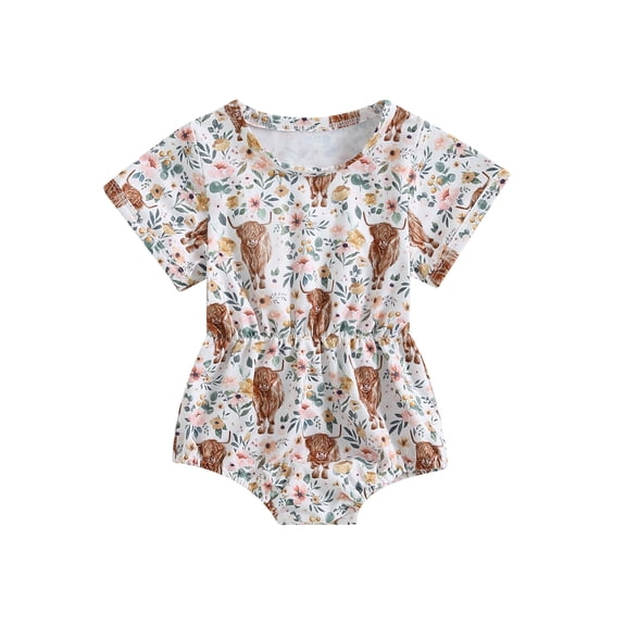 Bagilaanoe Newborn Baby Girl Rompers Print Short Sleeve Bodysuit 6M 12M 18M Infant Summer One Piece Jumpsuit