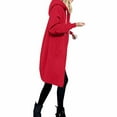 thumbnail image 4 of Olyvenn Long Hoodies for Women Zip Up Fleece Oversized Tunic Sweatshirts with Pockets 2025 Fall Lightweight Jackets Red L, 4 of 9