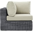 thumbnail image 2 of Modern Contemporary Outdoor Patio Corner, Beige, Fabric, Synthetic Rattan, 2 of 3