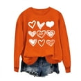 thumbnail image 2 of BLTIBY Valentine's Day Sweatshirts for Women Autumn Spring Crewneck Long Sleeve Funny Love Heart Graphic Valentines Shirts Casual Valentines Pullover Tops 2025 Orange S, 2 of 4