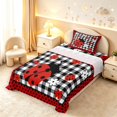 thumbnail image 5 of Erosebridal Vintage Ladybug Grid Twin Sheets,Romantic Daisy Flowers Bedding,Red Black,3pcs,1 Flat Sheet,1 Fitted Sheet and 1 Pillowcase, 5 of 6