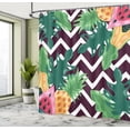 thumbnail image 4 of Ambesonne Geometric Shower Curtain, Leaves Fruits Zigzags Art, 69"Wx84"L, Dark Fuchsia Fern Green, 4 of 4