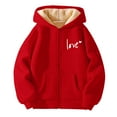 thumbnail image 4 of Glisme Girls Winter Jacket Hooded Thermal Jacket With Prints Zip Up Cozy Coat For Active Play And Casual Outings Red Warm Outerwear Size 8-9 Years, 4 of 4
