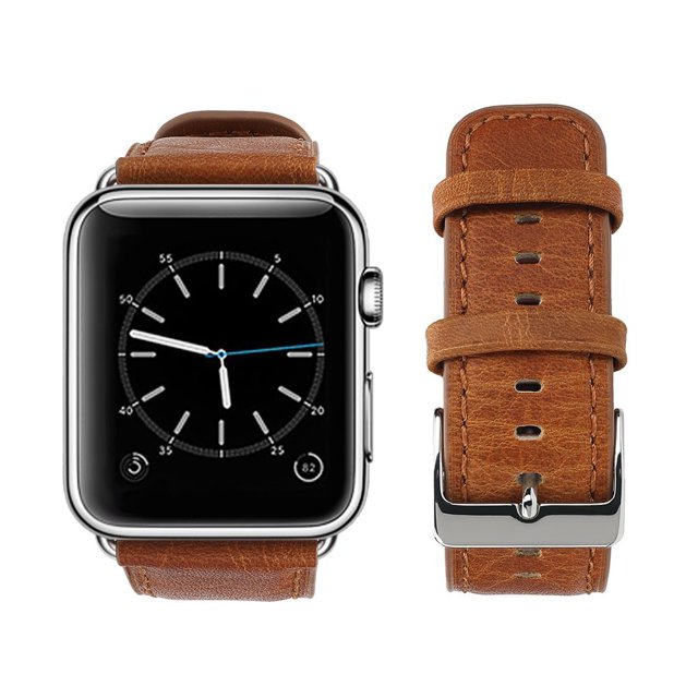 Compatible with Apple Watch Band 38mm 40mm, Genuine Leather Watch Strap Compatible with Apple Watch Series 5 4 (40mm) Series 3 2 1 (38mm) Sport and Edition, Light Brown 75B