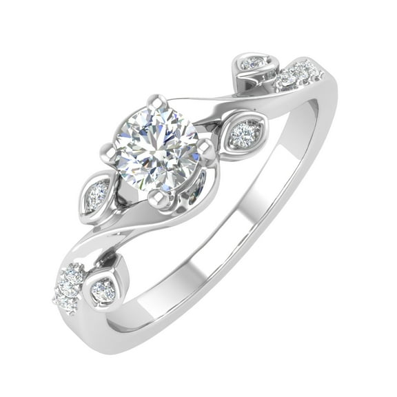 1/5 Carat Diamond Engagement Rings in 14K White Gold (Ring Size 5) (I1-I2 Clarity)