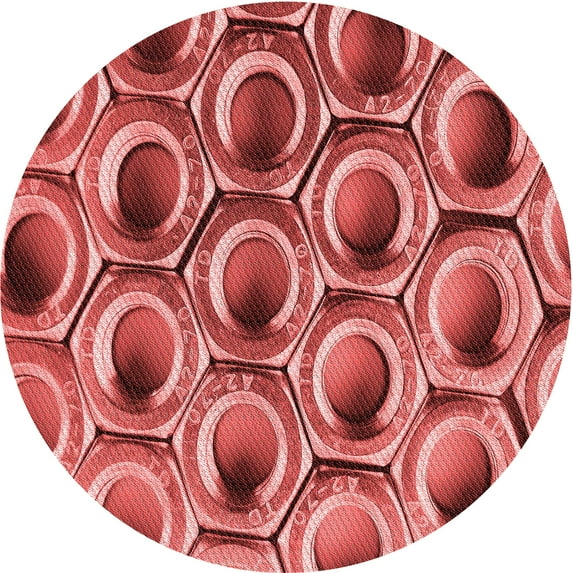 Ahgly Company Machine Washable Indoor Square Transitional Red Area Rugs, 3' Square