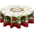 thumbnail image 1 of Christmas Ball Round Tablecloth 60 Inch Happy Holidays Waterproof Table Cover Home Restaurant Kitchen Picnic Party Decoration, 1 of 7