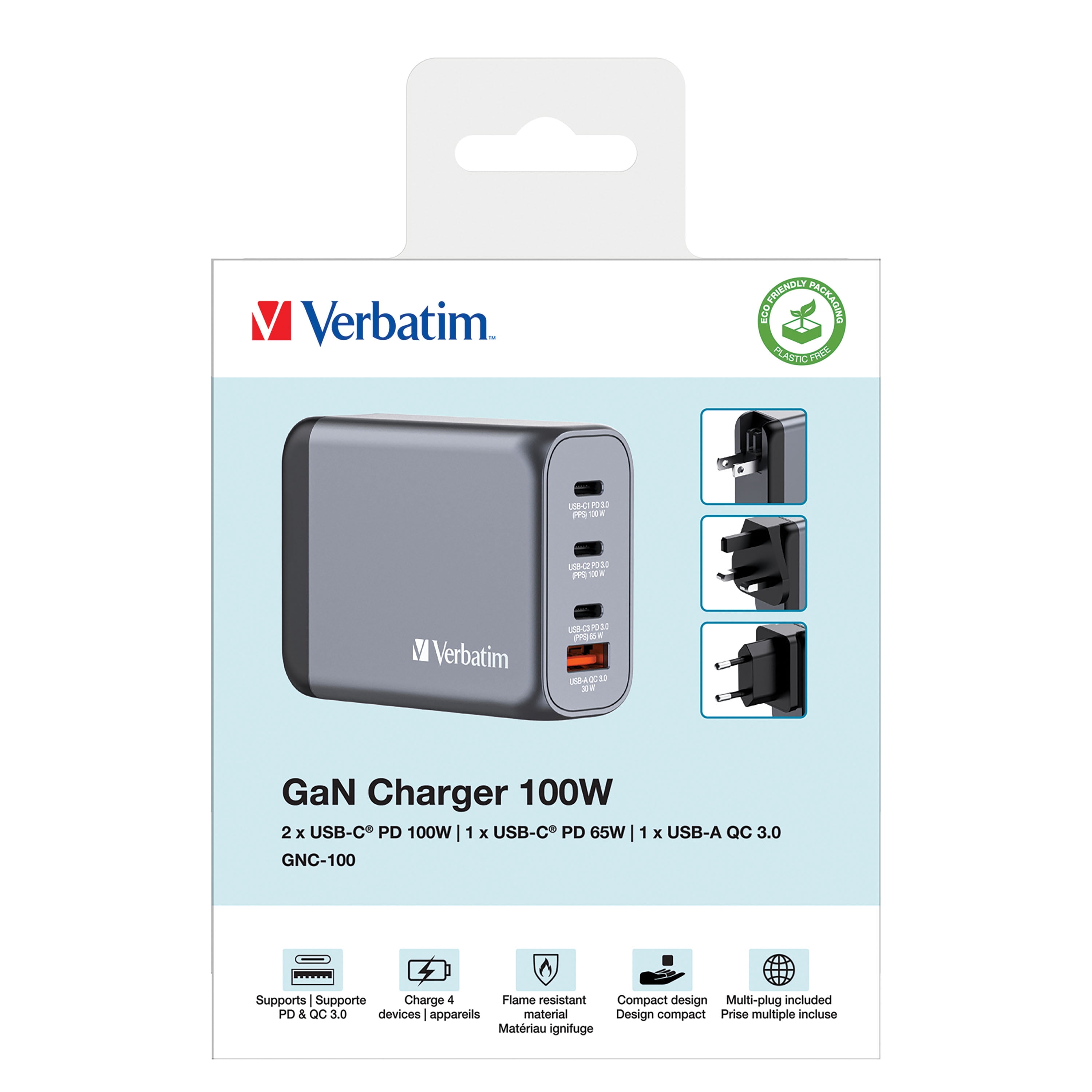 Verbatim 100W 4-Port GaN Wall Charger