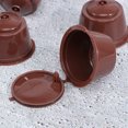 thumbnail image 3 of KAKOWELY Coffee Strainer 1 Sets Refillable Coffee Capsule Coffee Strainer Cup Set Coffee Filter Compatible for DOLCE GUSTO (Light Brown 10pcs for Package with Spoon and Brush), 3 of 5