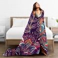 thumbnail image 6 of Bohemian Boho Paisley Flowers Fleece Blanket Comfort Warmth Soft Cozy Easy Care Bed Throw Blanket for Living Room/Bedroom All Season,Gift,60"x50", 6 of 6