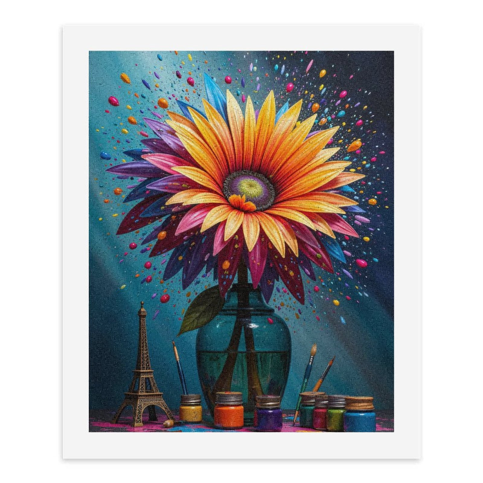Paint By Numbers Kit for Adults Beginner - Vibrant Flower Art Eiffel Palette DIY Canvas Painting Kits for Adults, Frameless Paint By Number for Adults for Home Wall Decor 16x20 Inch