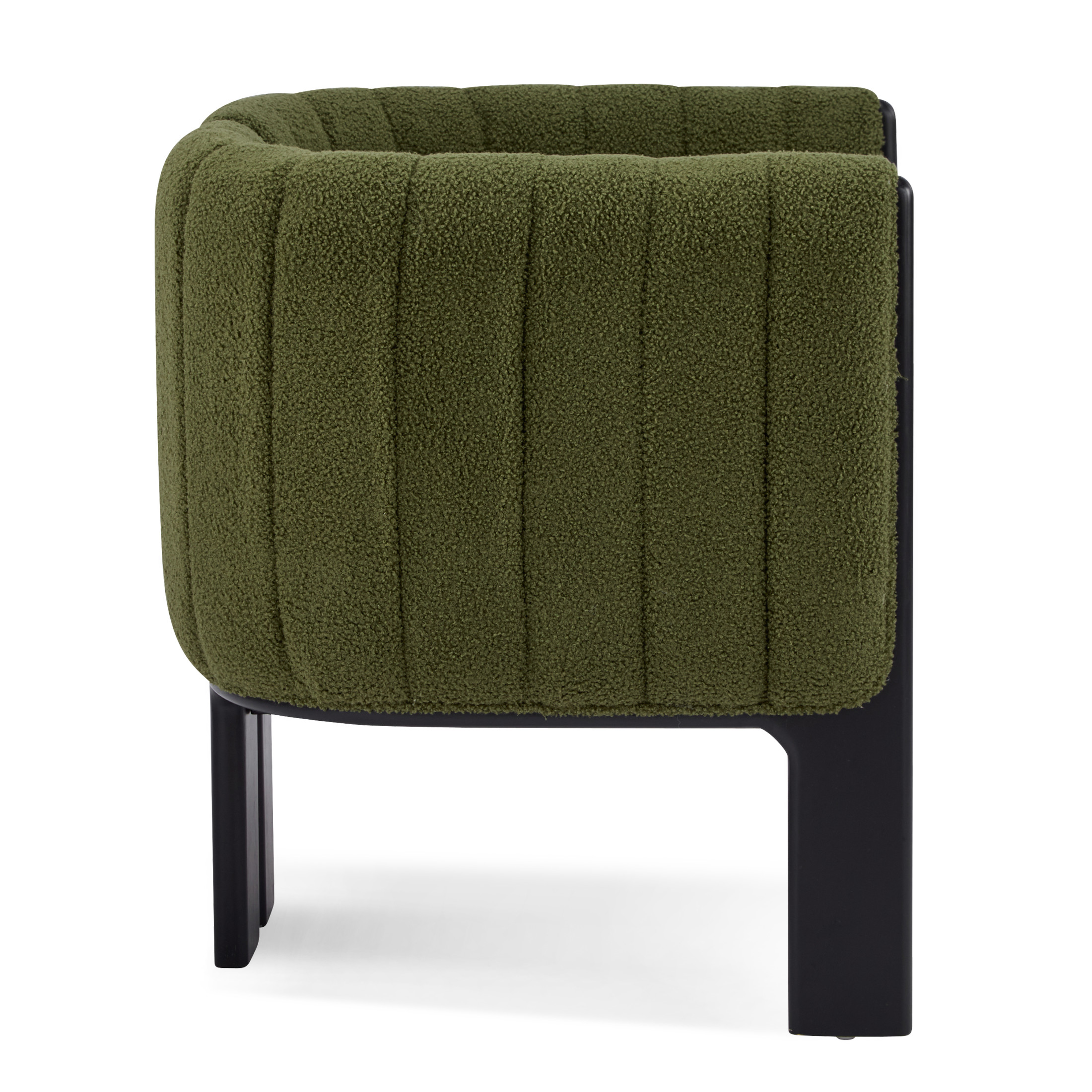 Christopher Knight Home Set of 2 Modern Accent Dining Chairs, Olive Green Boucle Upholstery, Black Wood Frame