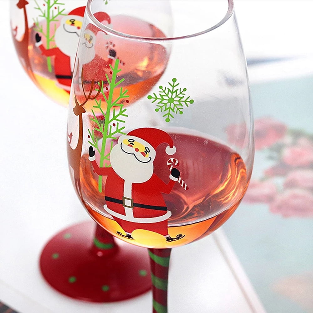 Crystal Christmas Santa's Sleigh Wine & Water Glasses - Set of 2