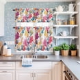 thumbnail image 6 of Kitchen Window Curtains Valance and Tier Set, Watercolor Coastal Ocean Coral Rod Pocket Tier Curtain Valance Set, Colorful Marine Creature Light Filtering Cafe Curtains for Bedroom Living Room, 6 of 9