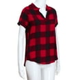 thumbnail image 6 of Tittly Button Down Shirts Womens Shirts Women Casual Plaid Printed Short Sleeve V-Neck Irregular Hem Blouse T-Shirt Tops Short Sleeve Shirts Tshirts Shirts Womens Tops Red XL, 6 of 9