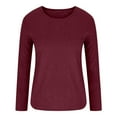 thumbnail image 4 of ClodeEU Womens Fall Long Sleeve Sweater ,Crew Neck Cozy Loose Fit Knit Pullover Sweaters Tops Wine,Womens Plus XL, 4 of 7