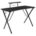 thumbnail image 3 of Emma + Oliver Black Gaming Desk with Cup Holder, Headphone Hook, and Monitor/Smartphone Stand, 3 of 13