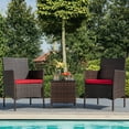 thumbnail image 7 of Homall 3 Pieces Patio Furniture Set Outdoor PE Rattan Wicker Patio Conversation Set Bistro Set with Tempered Glass and Cushioned Chairs, Brown/Red, 7 of 7